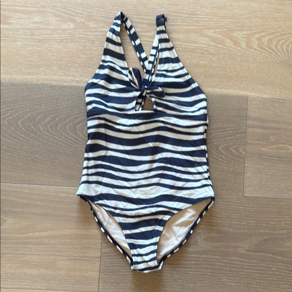 Striped One-Piece Strappy Swimsuit